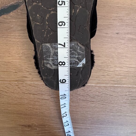 UGG Pearle Slip On Slippers Women’s Size 6 Black Suede Sheepskin Cozy 1115139 - Picture 7 of 8